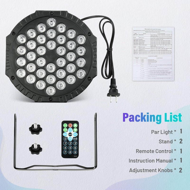 Czgor LED Stage Lights 2Pack - 36W RGB DJ Par Lights with Sound Activated Auto Play by Remote & DMX Control Uplights for Events Wedding Party Club Christmas Party Lighting - Image 5